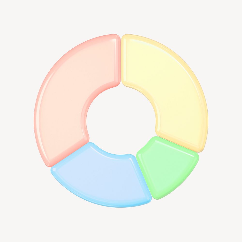 Pie chart icon, 3D transparent design