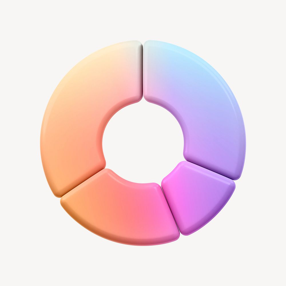 Pie chart icon, 3D gradient design psd