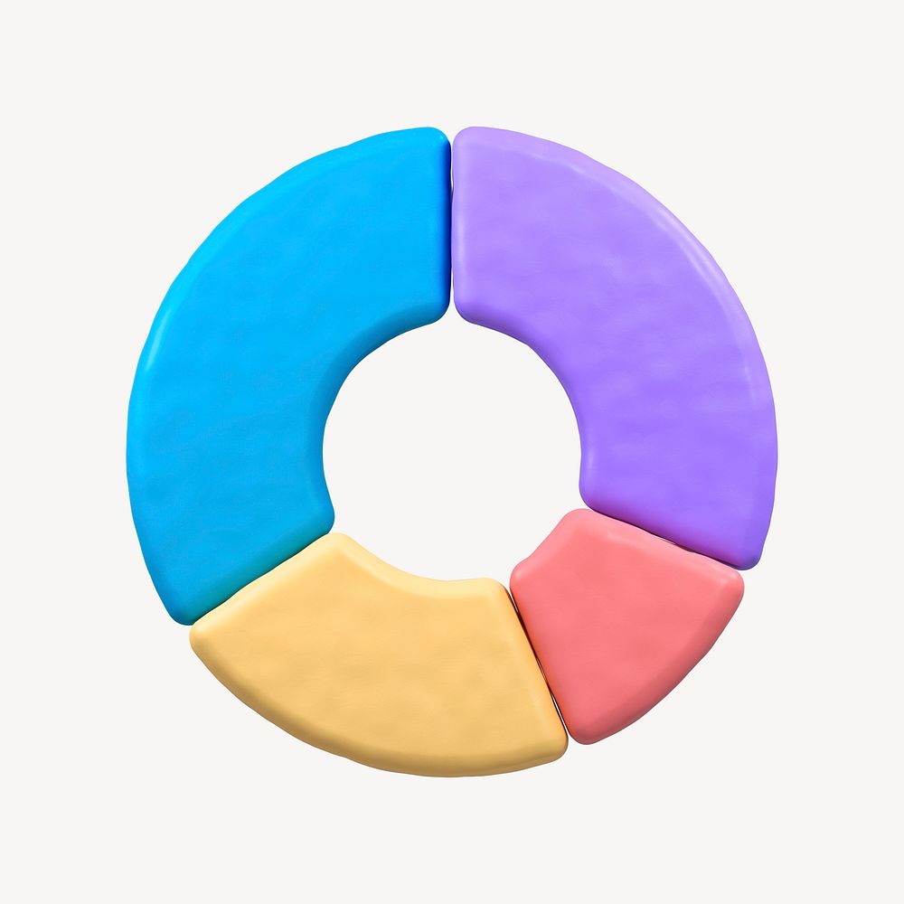 Pie chart icon, 3D clay texture design psd