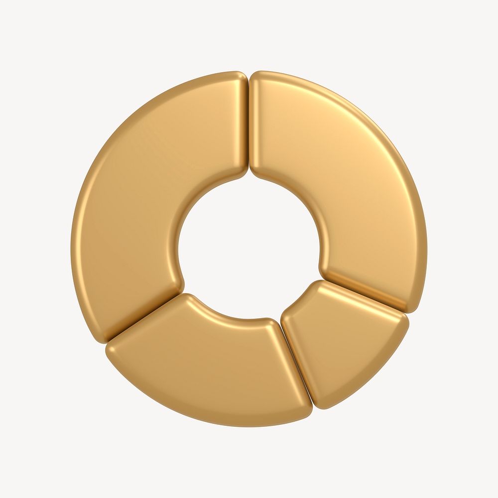 Pie chart icon, 3D gold design