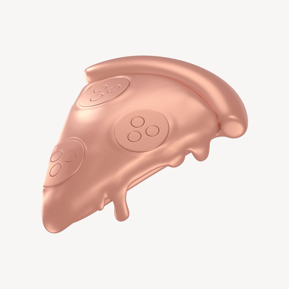 Pizza icon, 3D rose gold design psd