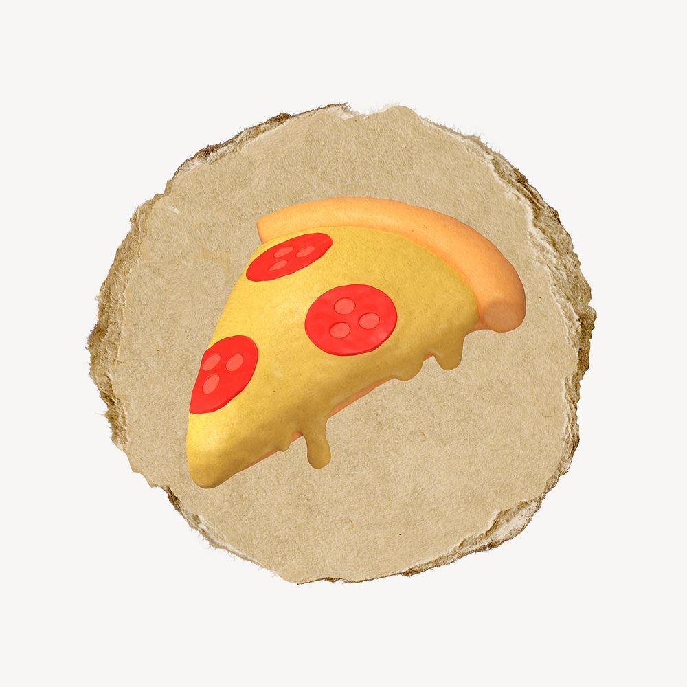 Pizza, 3D ripped paper psd