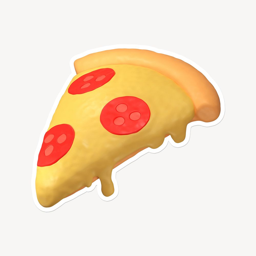 Pizza, 3D clay texture with white border