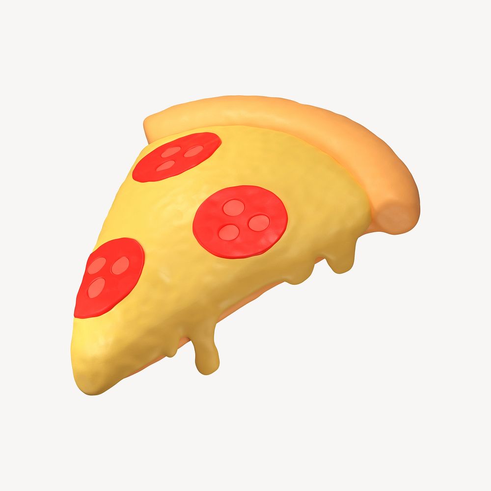 Pizza icon, 3D clay texture design psd