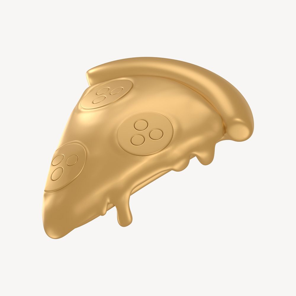 Pizza icon, 3D gold design