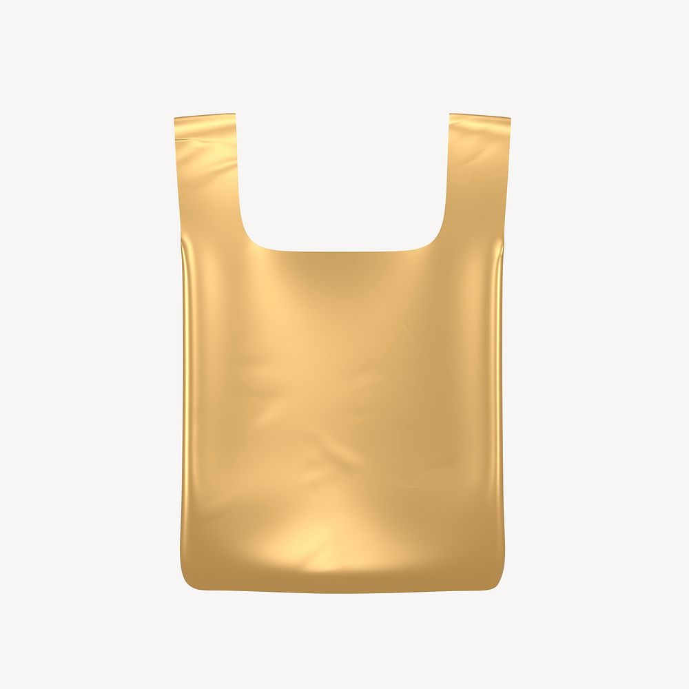 Plastic bag icon, 3D gold design psd