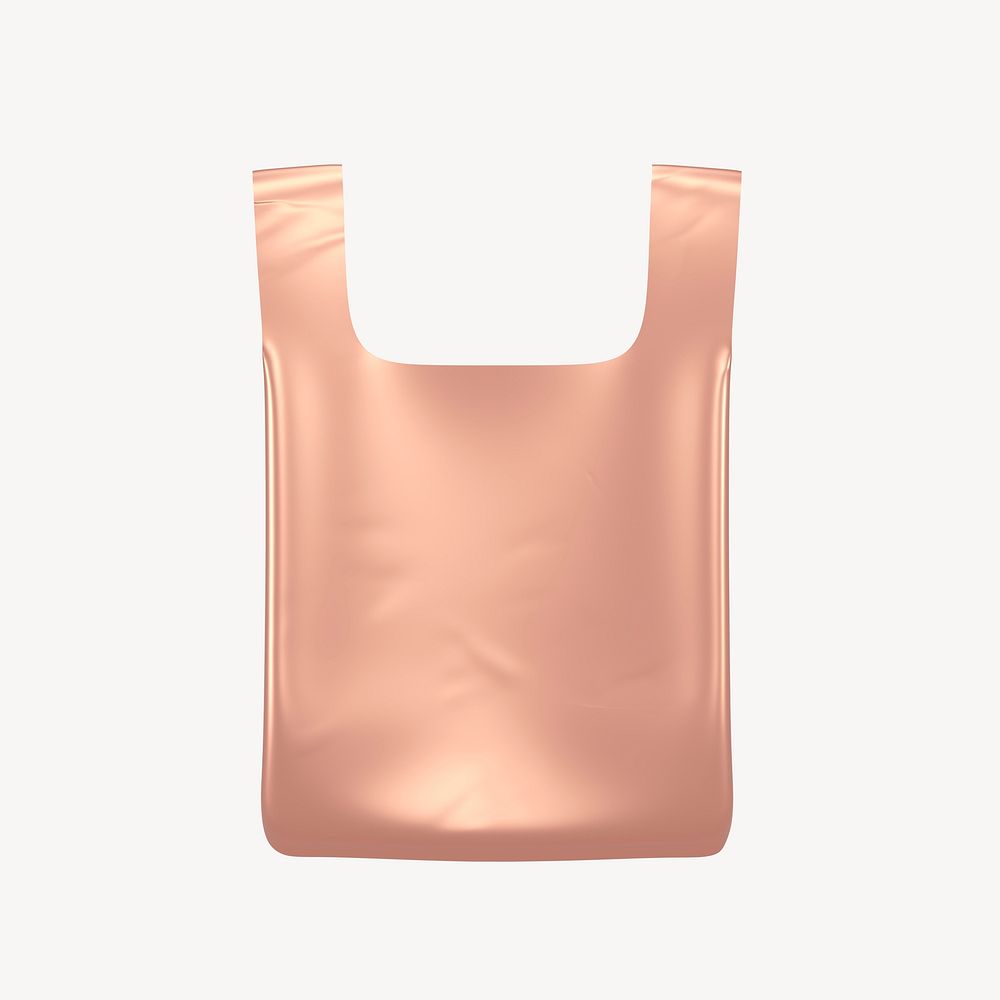 Plastic bag icon, 3D rose gold design psd