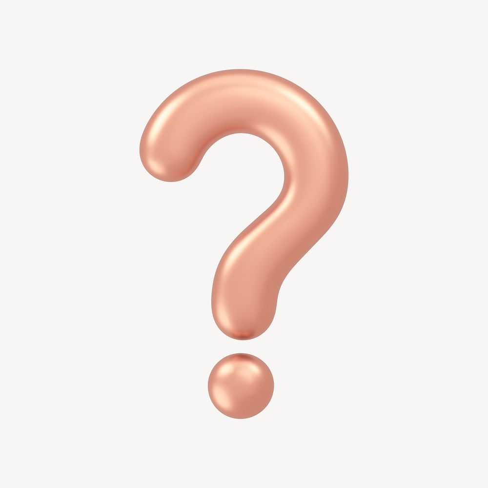 Question mark icon, 3D rose gold design
