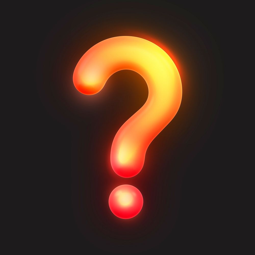 Question mark icon, 3D neon glow