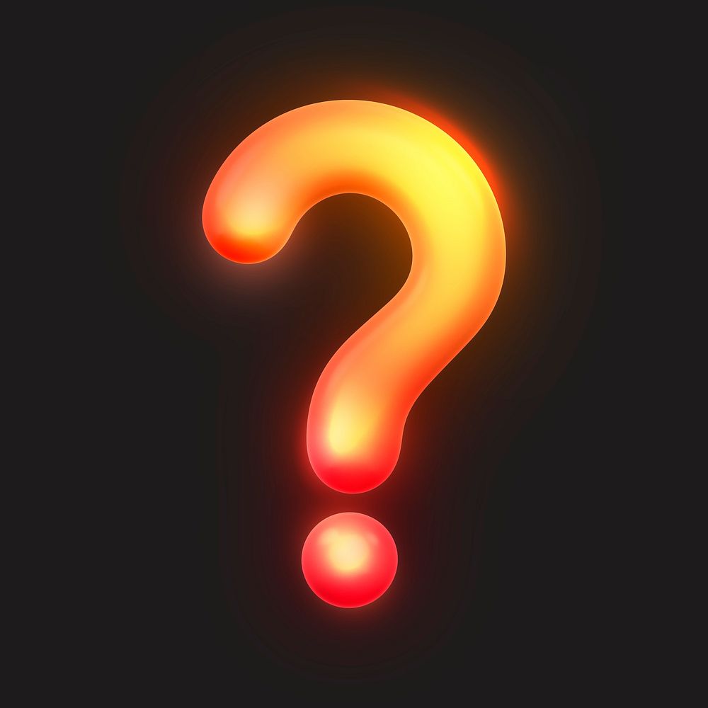 Question mark icon, 3D neon glow psd