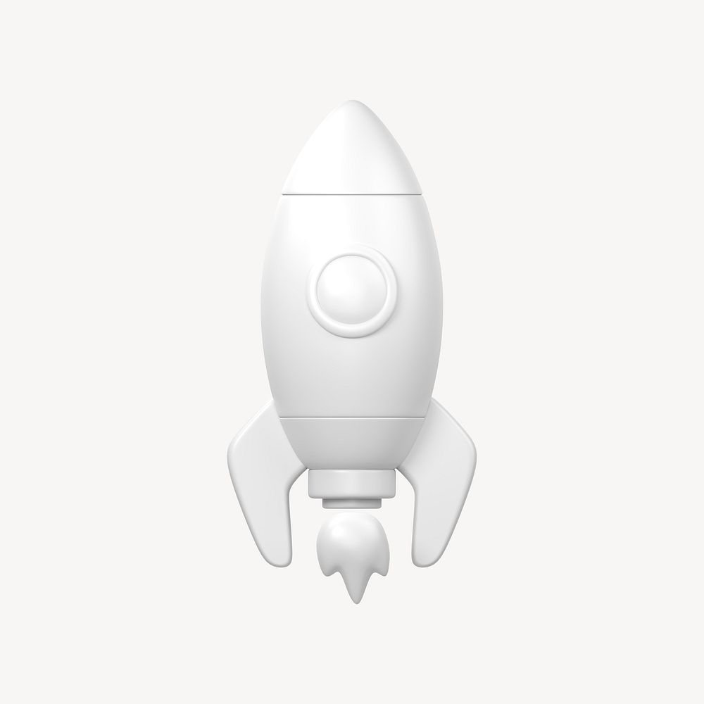 Rocket icon, 3D minimal illustration psd