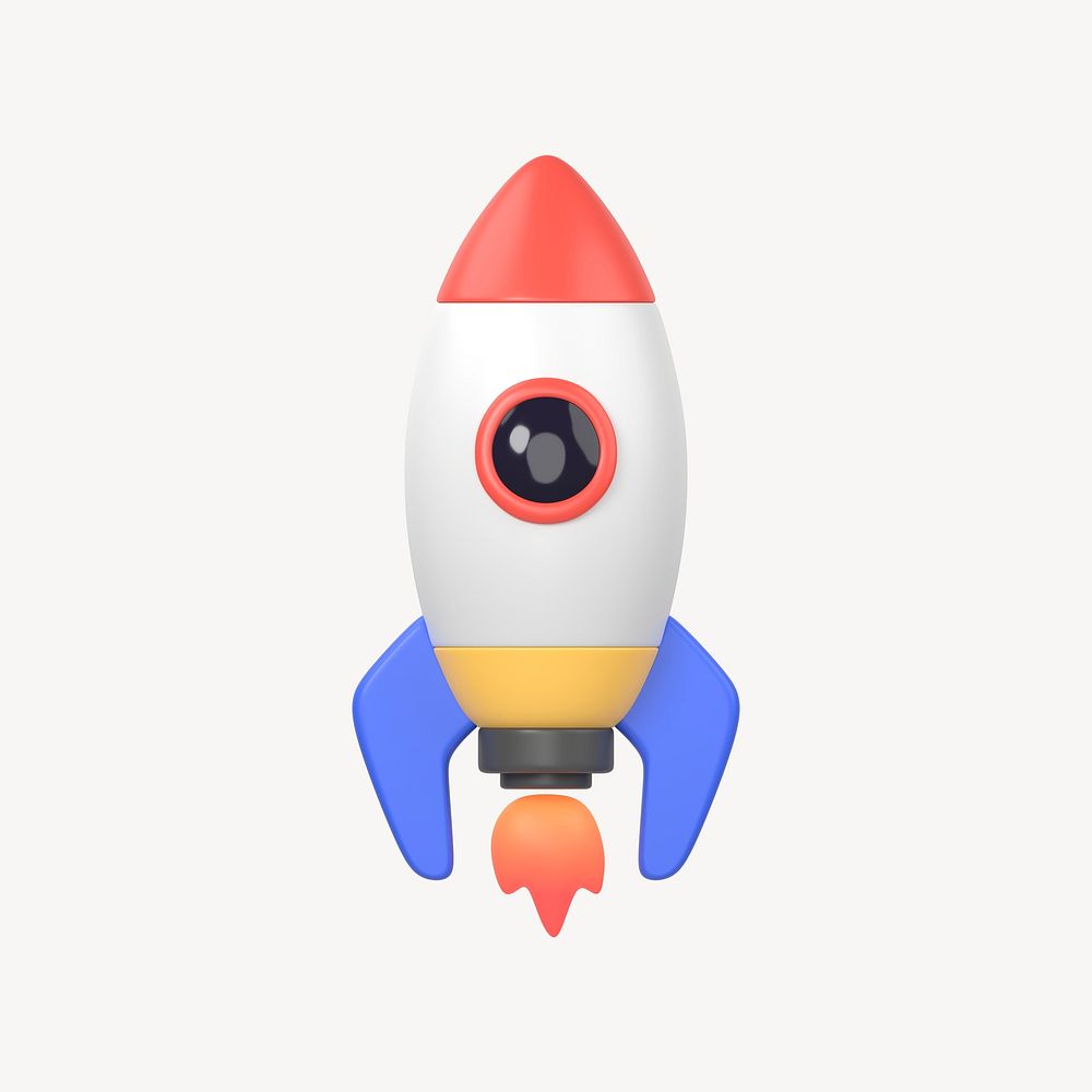 Rocket icon, 3D rendering illustration psd