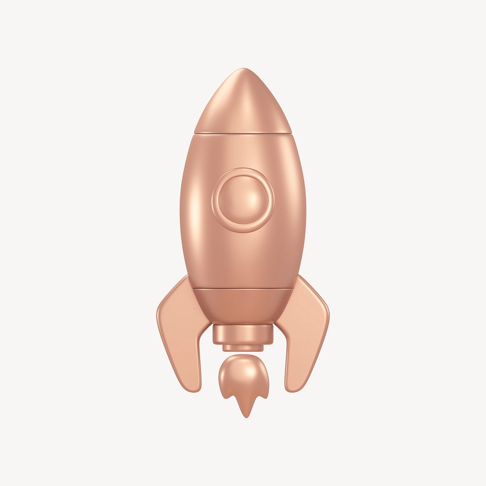 Rocket icon, 3D rose gold design