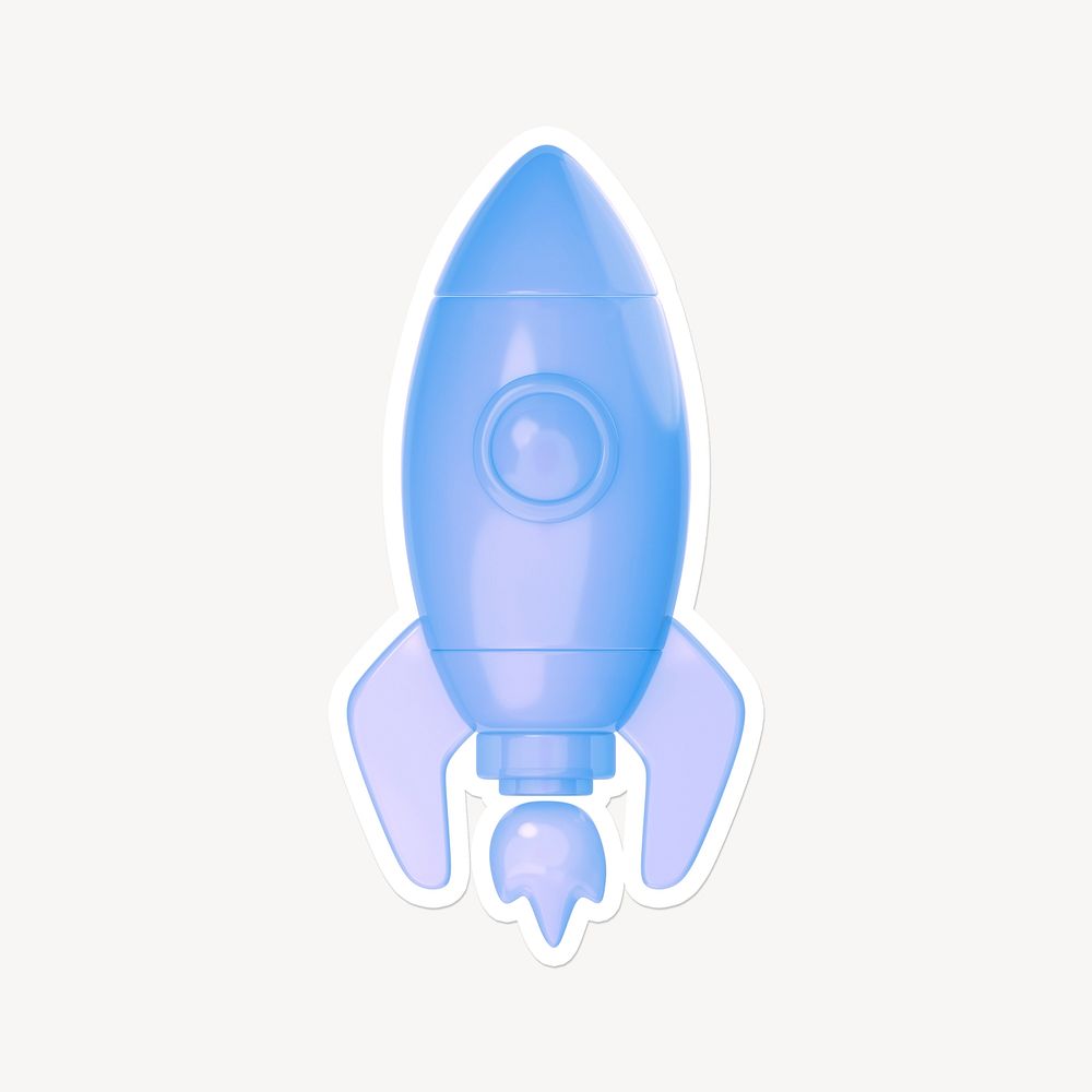 Launching rocket, 3D white border design