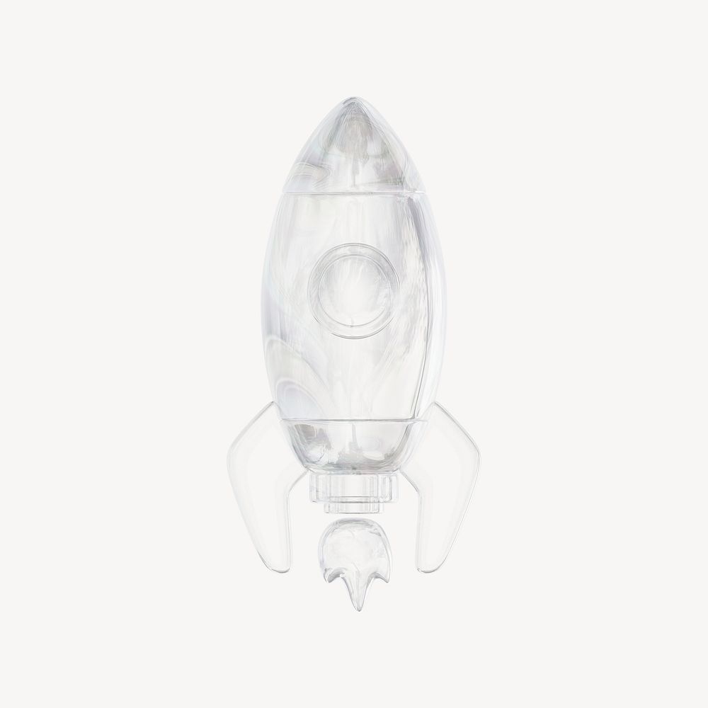 Rocket icon, 3D crystal glass psd