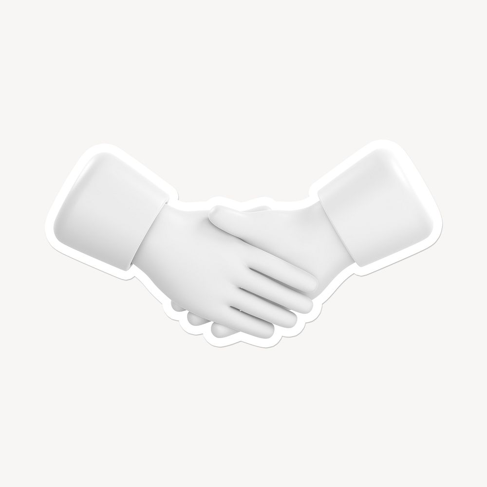 Business handshake, 3D white border design