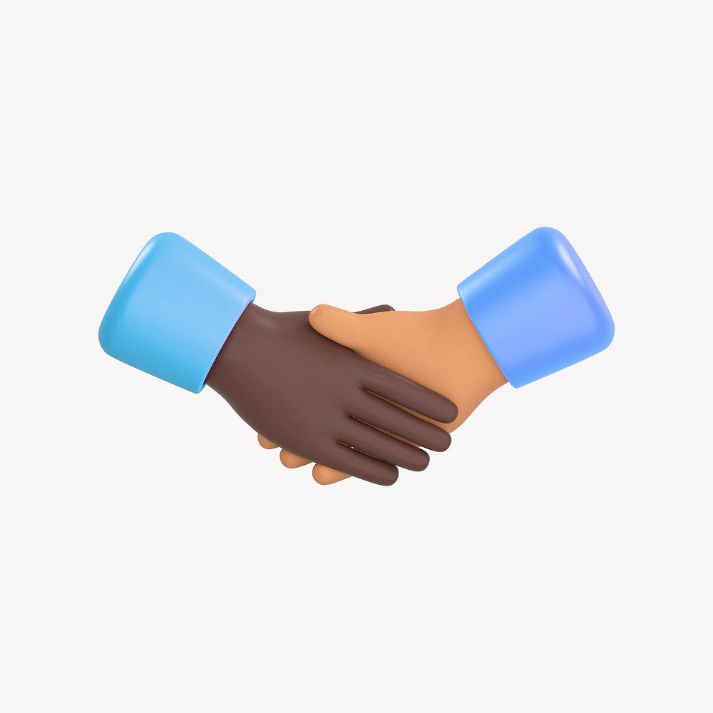 Diverse handshake icon, 3D rendering illustration