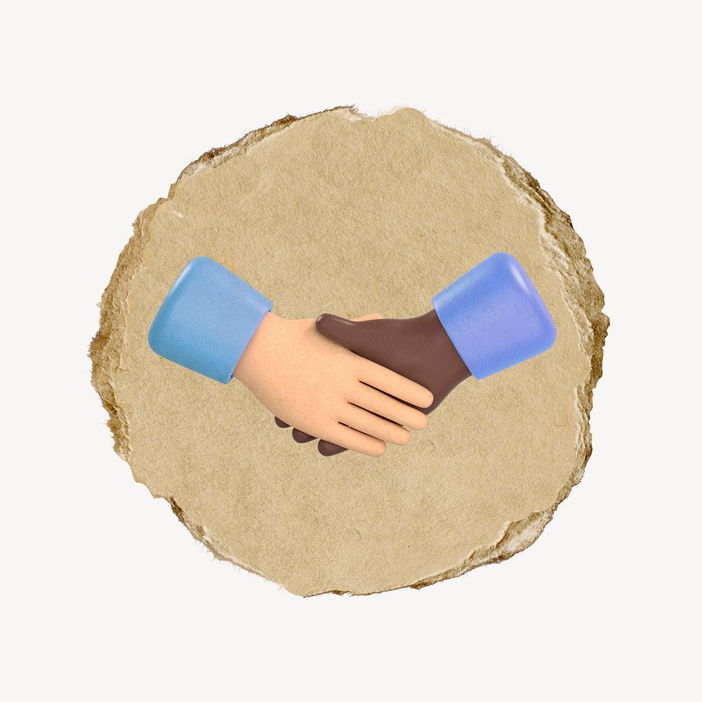 Diverse handshake, 3D ripped paper psd