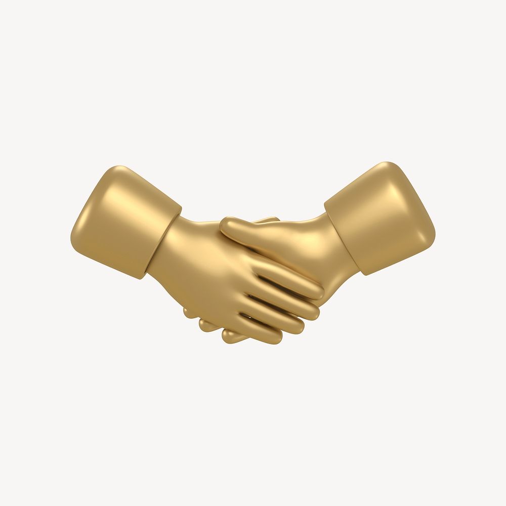 Business handshake icon, 3D gold design psd