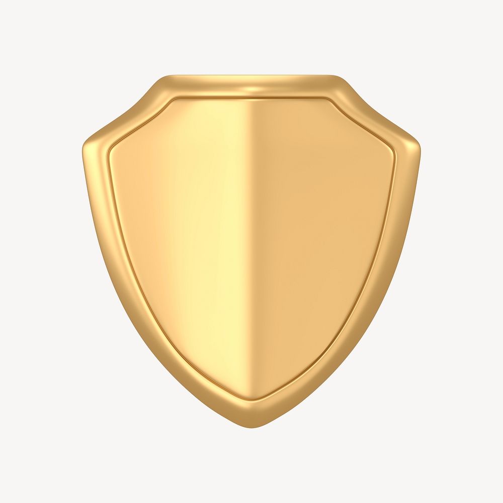 Shield icon, 3D gold design