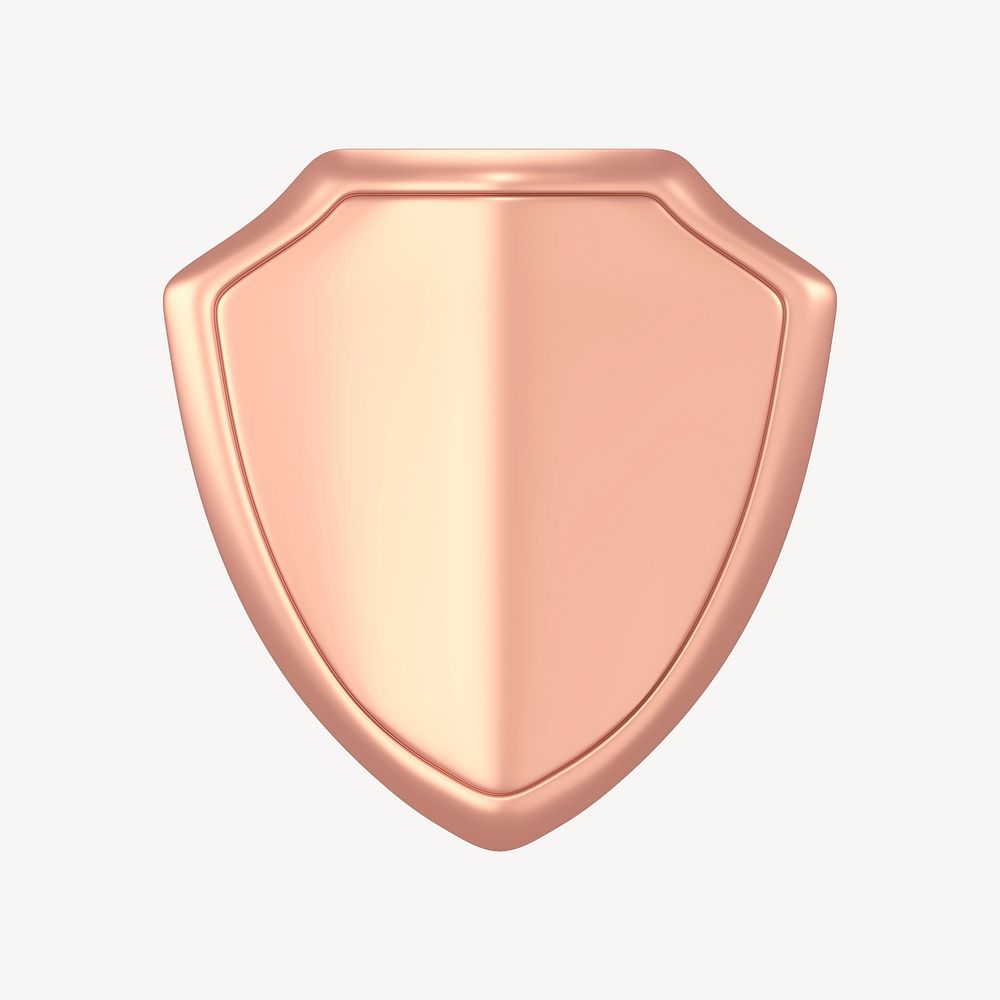 Shield icon, 3D rose gold design psd