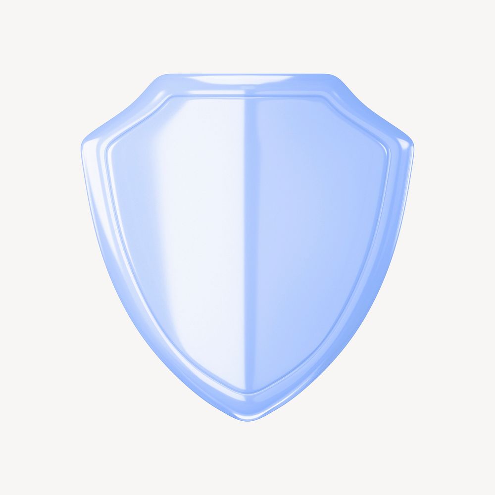 Shield icon, 3D transparent design