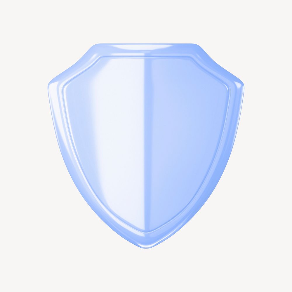 Shield icon, 3D transparent design psd