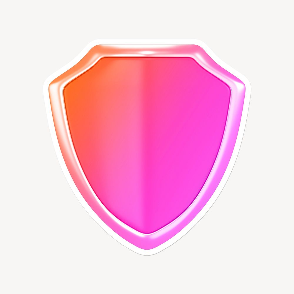 Pink shield, 3D gradient design with white border
