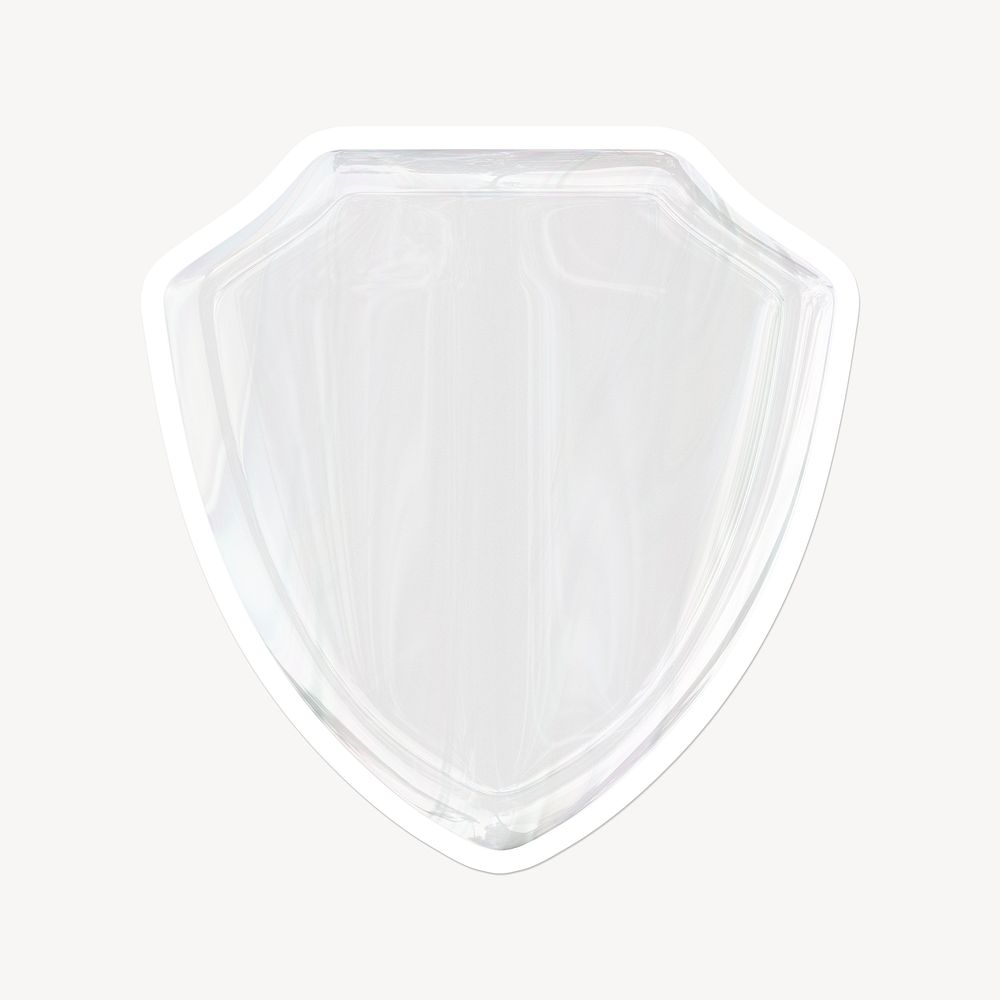 White shield, 3D glass, white border design