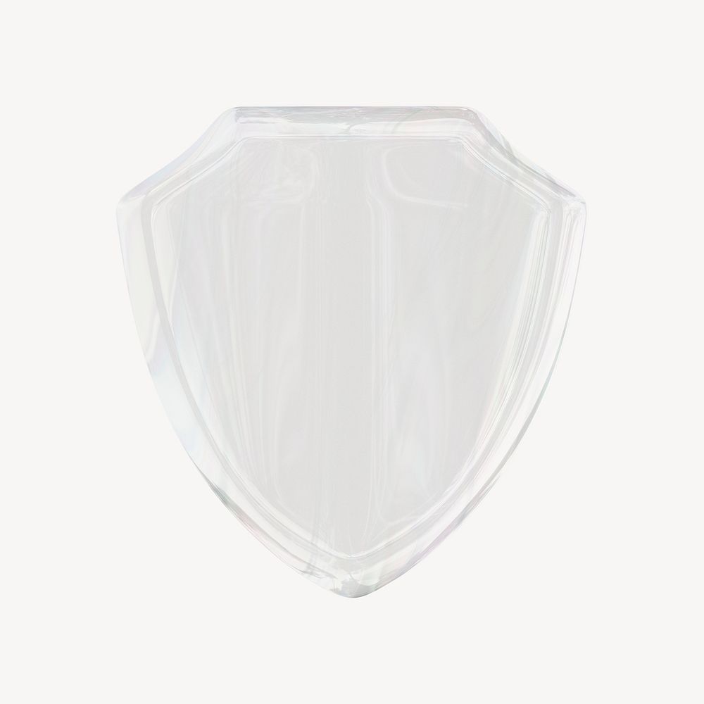Shield icon, 3D crystal glass psd