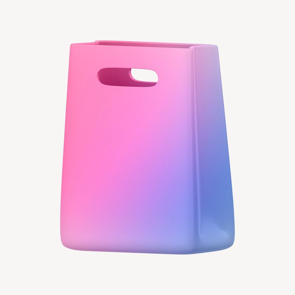 Shopping bag icon, 3D gradient design psd