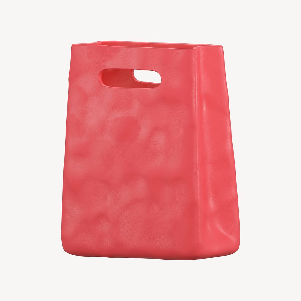 Shopping bag icon, 3D clay texture design psd