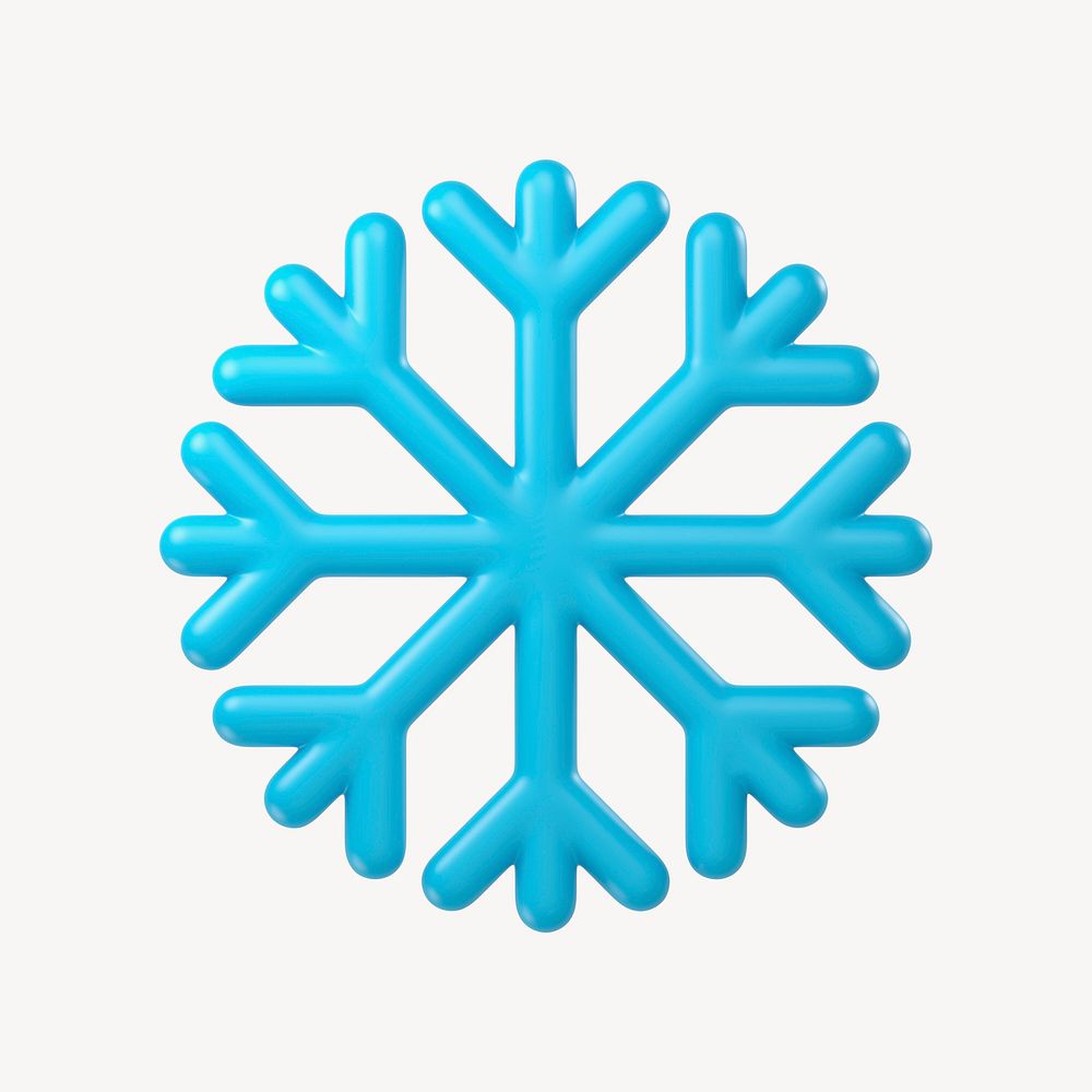 Snowflake icon, 3D rendering illustration psd