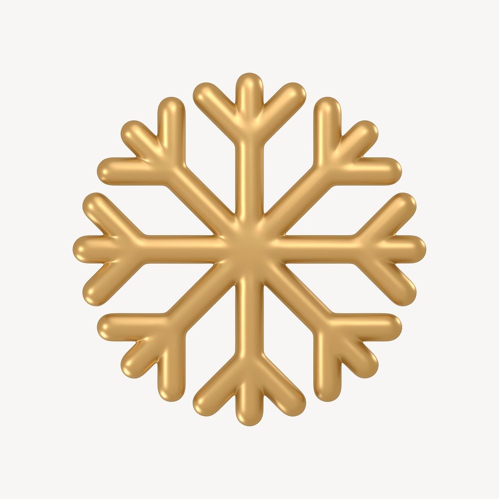 Snowflake icon, 3D gold design