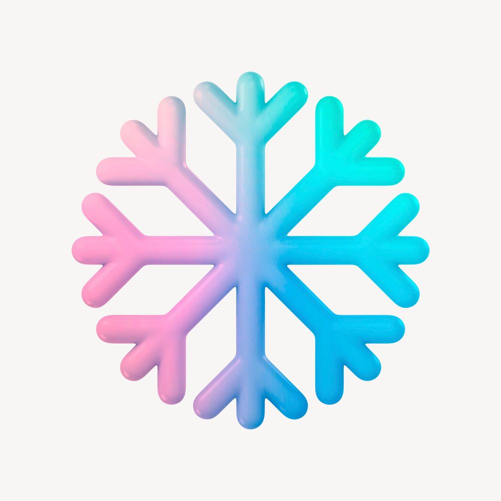 Snowflake icon, 3D gradient design psd
