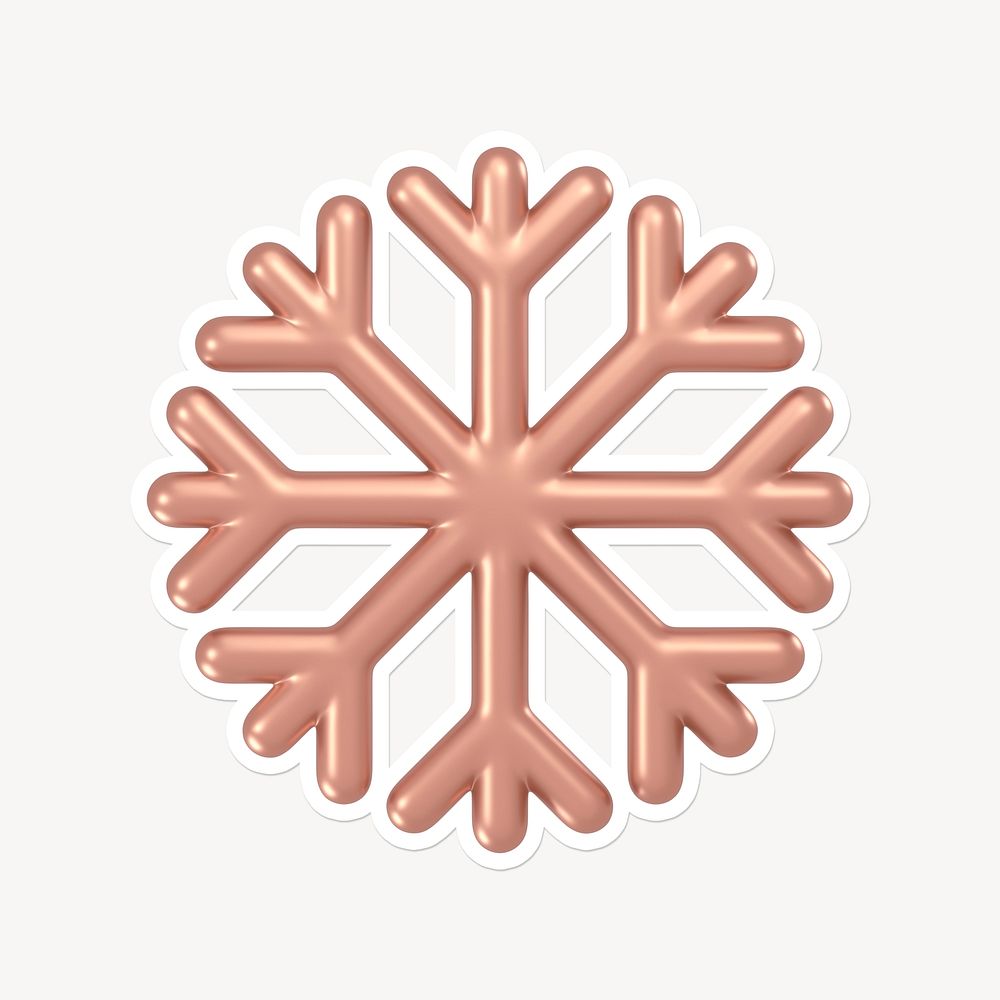 Rose gold snowflake, 3D white border design