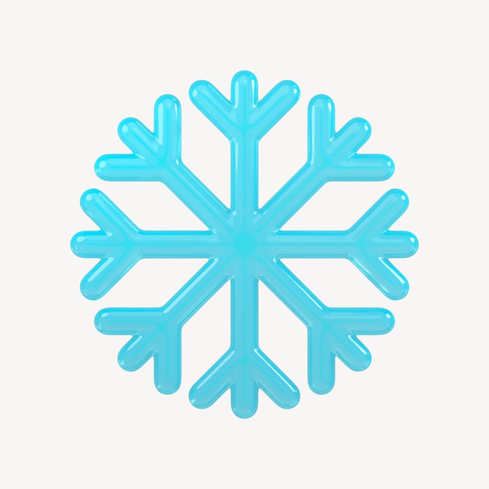 Snowflake icon, 3D transparent design