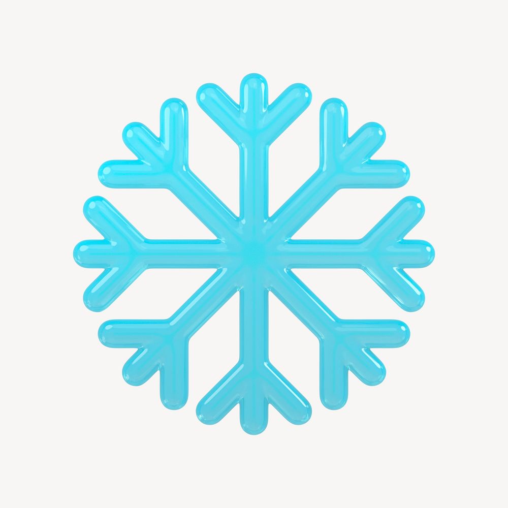 Snowflake icon, 3D transparent design psd
