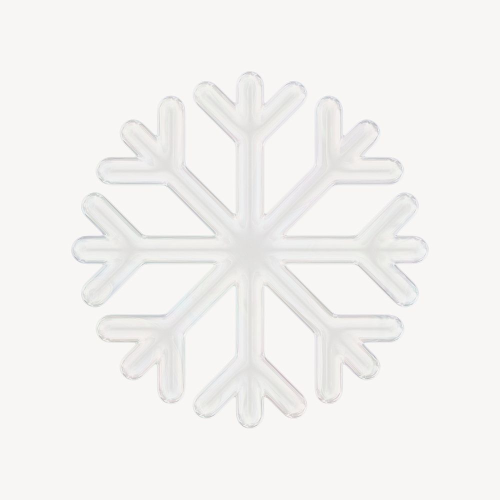 Snowflake icon, 3D crystal glass psd