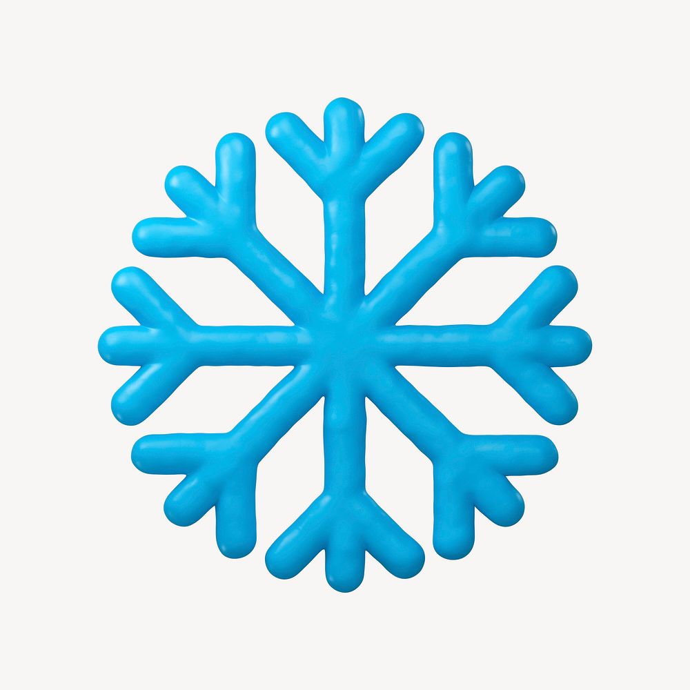 Snowflake icon, 3D clay texture design
