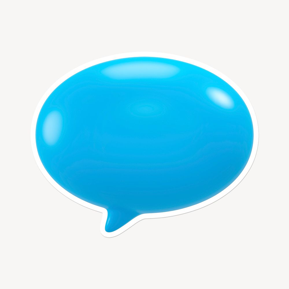 Blue speech bubble, 3D white border design