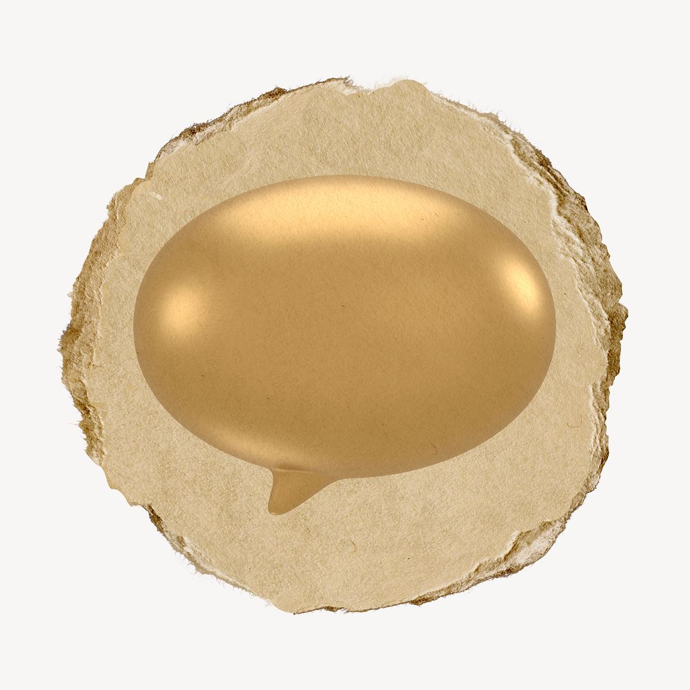 Gold speech bubble, 3D ripped paper psd