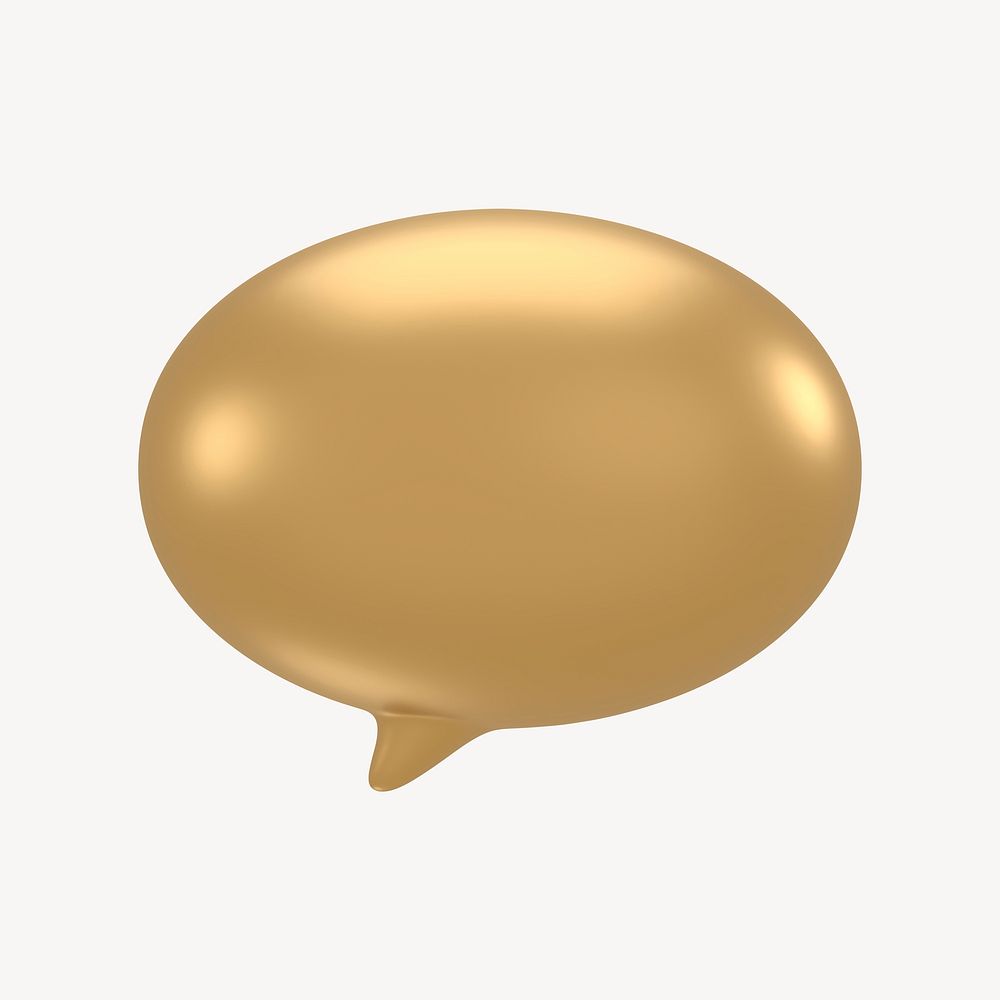 Speech bubble icon, 3D gold design psd