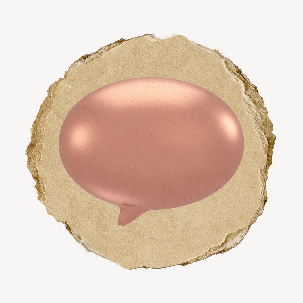 Pink speech bubble, 3D ripped paper psd