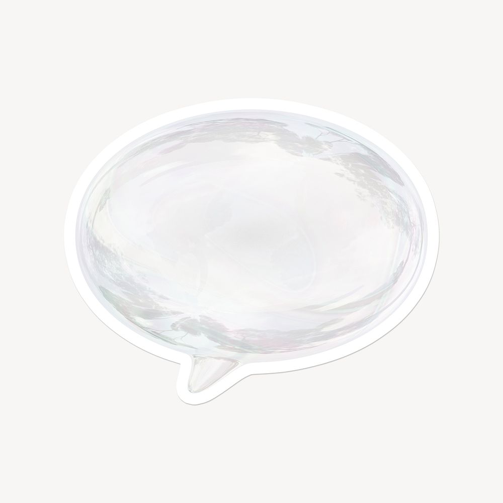 White speech bubble, 3D glass, white border design