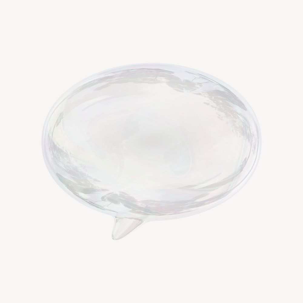 Speech bubble icon, 3D crystal glass psd