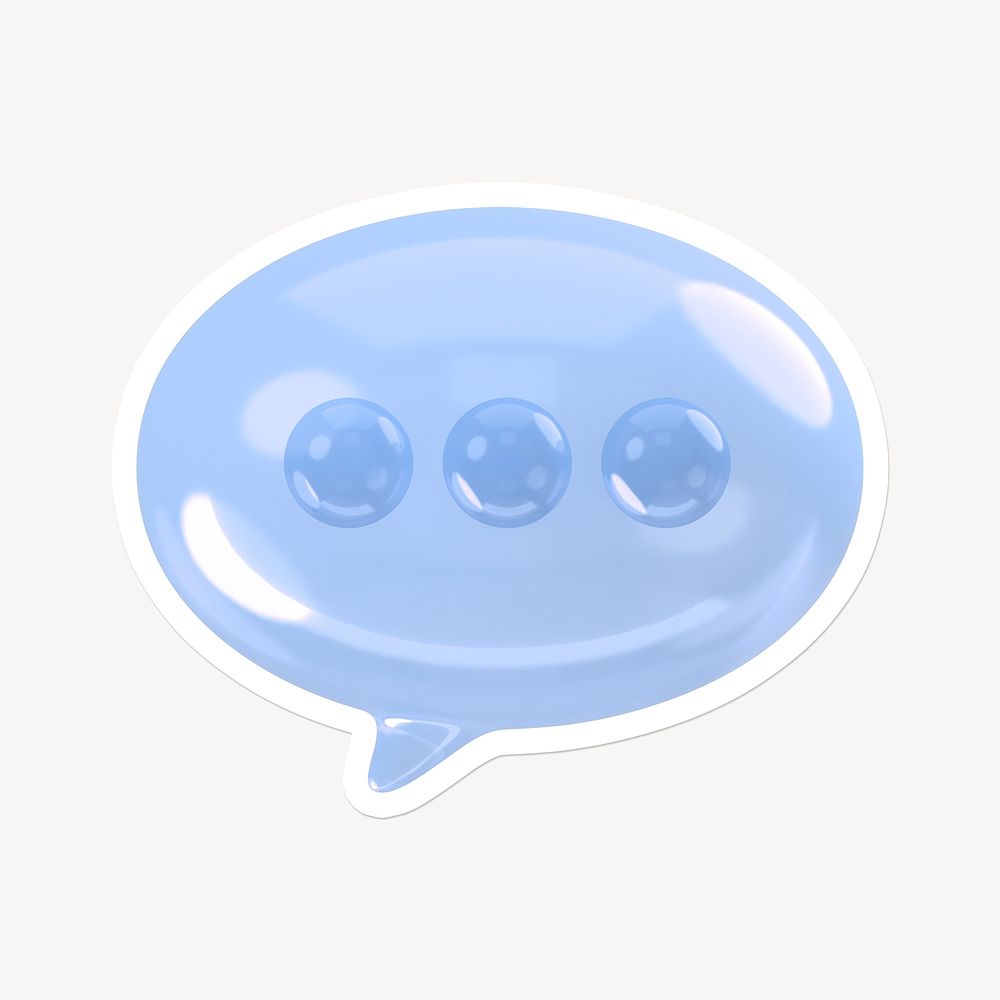 Blue speech bubble, 3D white border design