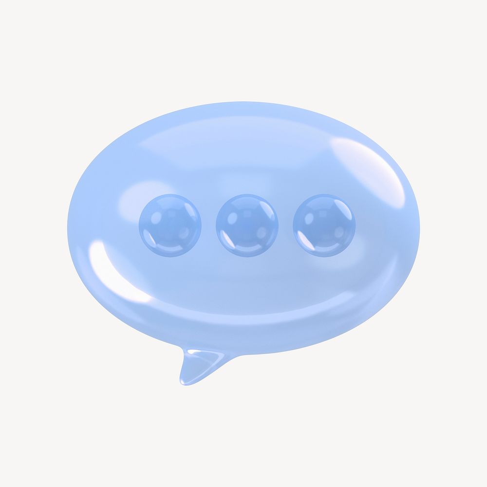 Speech bubble icon, 3D transparent design psd