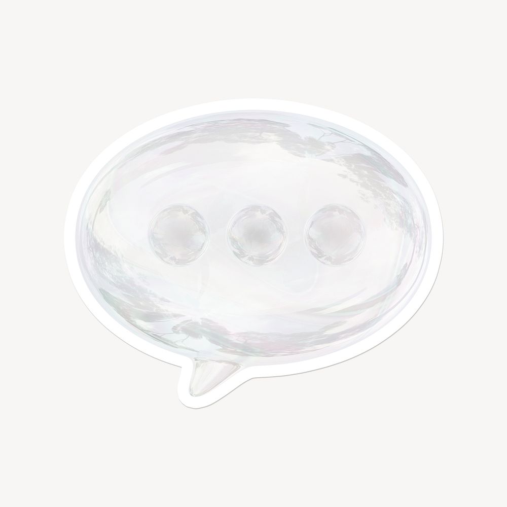 White speech bubble, 3D glass, white border design