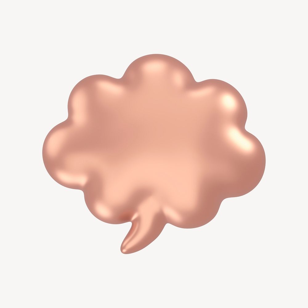 Speech bubble icon, 3D rose gold design psd